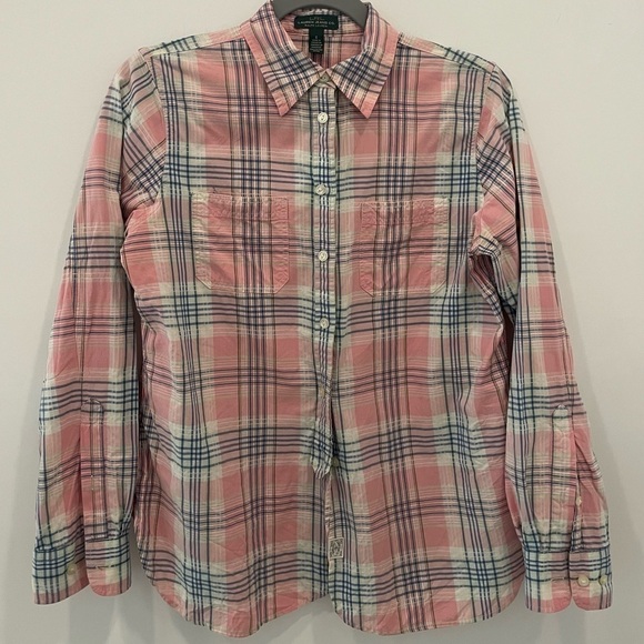 Lauren Ralph Lauren Tops - Lauren Ralph Lauren Women Shirt Size Small Pink Blue Button Down Rollup Sleeves